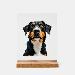 Vintage Colourful Dog Portrait Illustration Retro Acrylic Sign