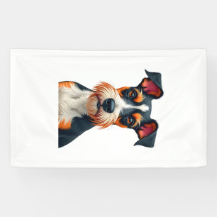 Vintage Colourful Dog Portrait Illustration Retro Banner