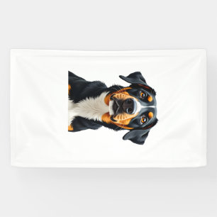 Vintage Colourful Dog Portrait Illustration Retro Banner