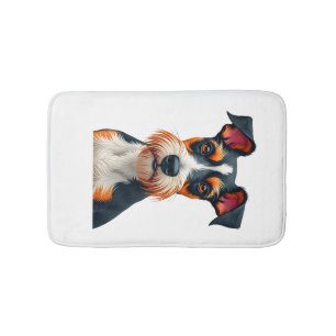 Vintage Colourful Dog Portrait Illustration Retro  Bath Mat
