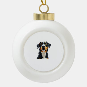 Vintage Colourful Dog Portrait Illustration Retro  Ceramic Ball Christmas Ornament