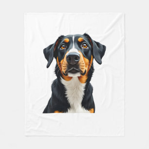 Vintage Colourful Dog Portrait Illustration Retro Fleece Blanket