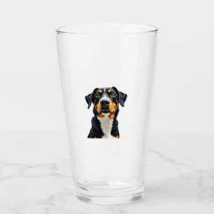 Vintage Colourful Dog Portrait Illustration Retro Glass