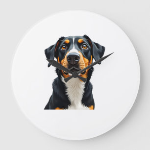 Vintage Colourful Dog Portrait Illustration Retro Large Clock