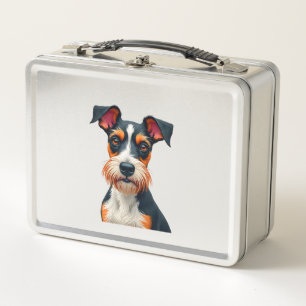 Vintage Colourful Dog Portrait Illustration Retro Metal Lunch Box