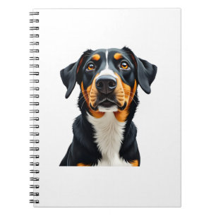 Vintage Colourful Dog Portrait Illustration Retro  Notebook