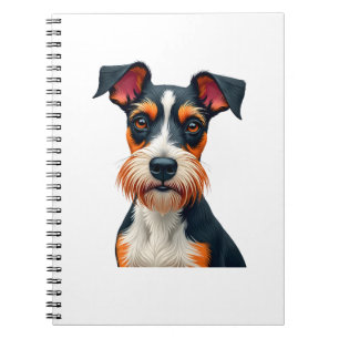 Vintage Colourful Dog Portrait Illustration Retro  Notebook