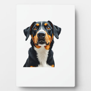 Vintage Colourful Dog Portrait Illustration Retro Plaque