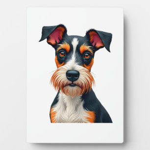 Vintage Colourful Dog Portrait Illustration Retro Plaque