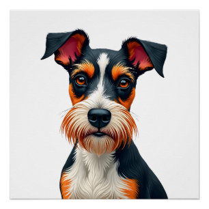 Vintage Colourful Dog Portrait Illustration Retro Poster