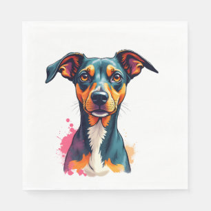 Vintage Colourful Dog Portrait Pop Art Illustratio Napkin