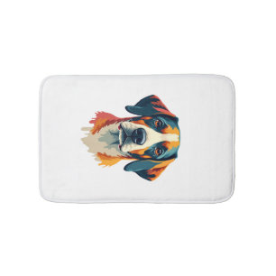 Vintage Colourful Dog Portrait Pop Art Style Pet I Bath Mat