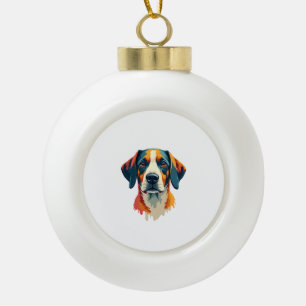 Vintage Colourful Dog Portrait Pop Art Style Pet I Ceramic Ball Christmas Ornament