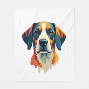 Vintage Colourful Dog Portrait Pop Art Style Pet I Fleece Blanket