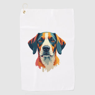 Vintage Colourful Dog Portrait Pop Art Style Pet I Golf Towel