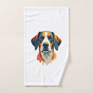 Vintage Colourful Dog Portrait Pop Art Style Pet I Hand Towel