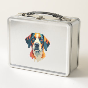 Vintage Colourful Dog Portrait Pop Art Style Pet I Metal Lunch Box