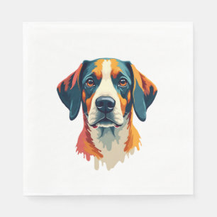 Vintage Colourful Dog Portrait Pop Art Style Pet I Napkin