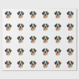 Vintage Colourful Dog Portrait Pop Art Style Pet I Wrapping Paper