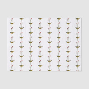 Vintage Colourful Drawing of Warbler on Flower Tissue Paper