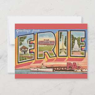 Vintage Colourful Erie PA Postcard