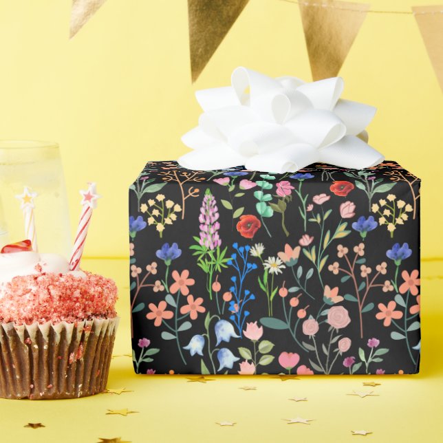 Vintage Colourful Floral Pattern VCFP2301 Wrapping Paper (Birthday Party)