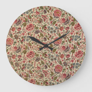 Vintage Colourful Floral Print Large Clock