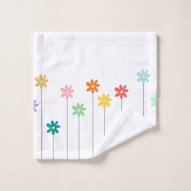 Vintage Colourful Flower Bath Towel Set (Wash Cloth)