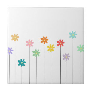 Vintage Colourful Flower Ceramic Tile