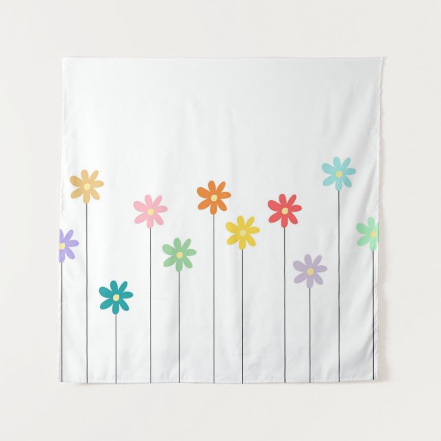 Vintage Colourful Flower Tapestry (Front)