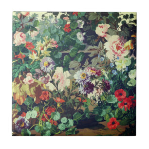 Vintage colourful flowers floral painting ceramic tile