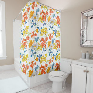 Vintage Colourful Flowers Pattern Shower Curtain