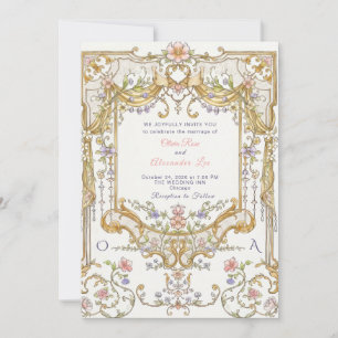 Vintage Colourful Garden Luxe Wedding Invitation