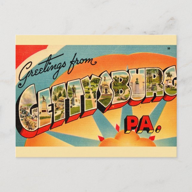 Vintage Colourful Gettysburg PA Postcard (Front)