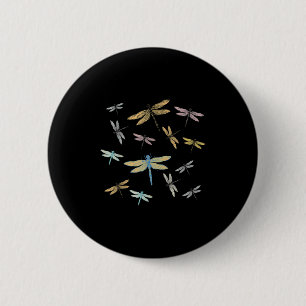 Vintage Colourful Graphic Pattern Nature Dragonfly 6 Cm Round Badge