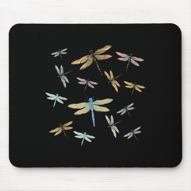 Vintage Colourful Graphic Pattern Nature Dragonfly Mouse Pad (Front)
