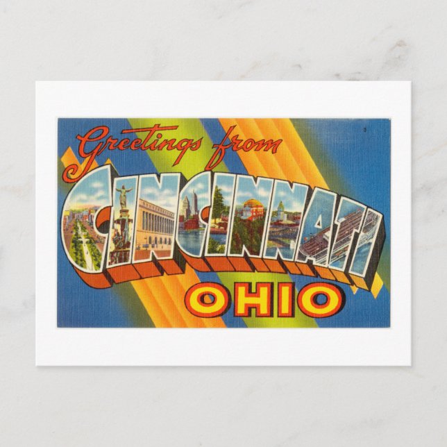 Vintage Colourful Greetings From Cincinnati Ohio Postcard (Front)