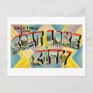 Vintage Colourful Greetings From Salt Lake City Postcard