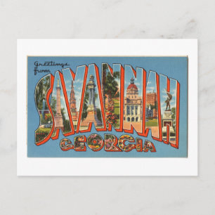 Vintage Colourful Greetings From Savannah Georgia Postcard