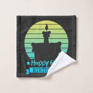 Vintage Colourful Happy 60th birthday Cake Wash Cloth