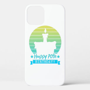 Vintage Colourful Happy 70th birthday Cake iPhone 12 Pro Case