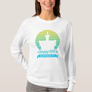 Vintage Colourful Happy 70th birthday Cake T-Shirt