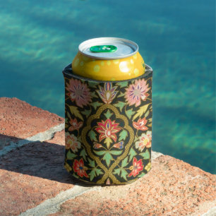 Vintage Colourful Indian Floral Embroidery Print Can Cooler