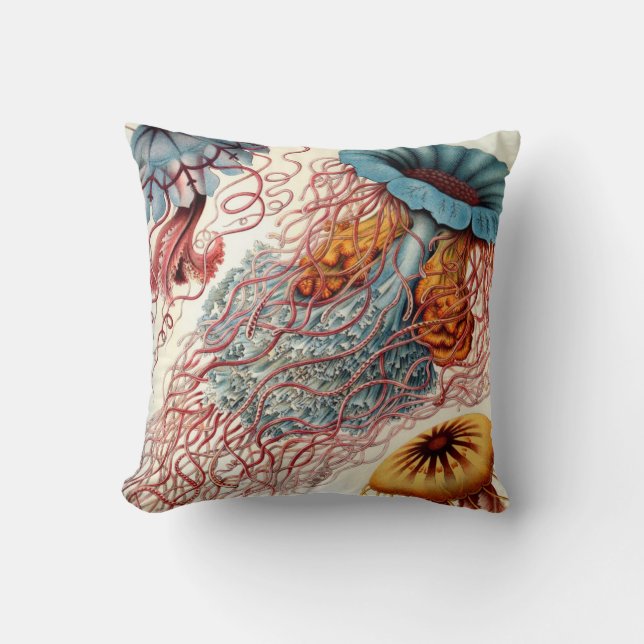 Vintage Colourful Jellyfish Cushion (Front)