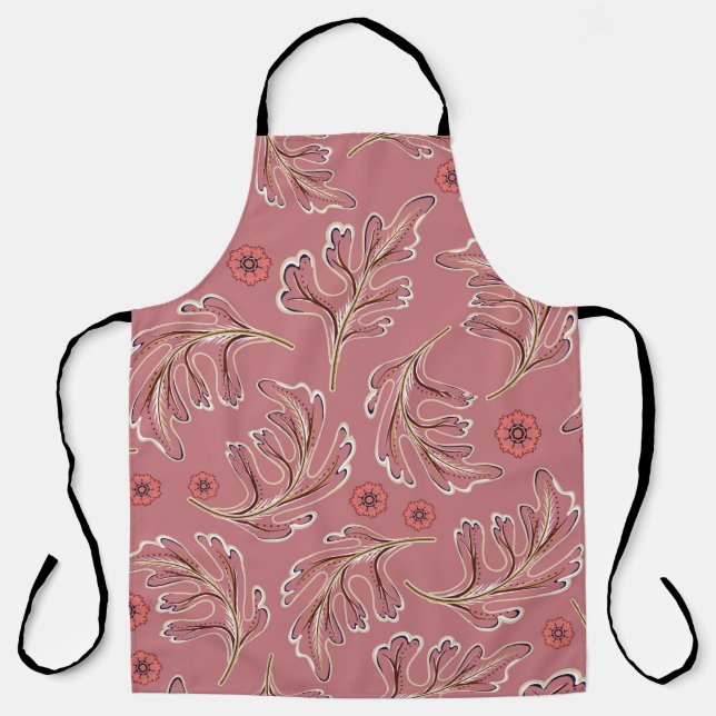 Vintage Colourful Leaves Seamless Pattern Apron (Front)