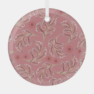 Vintage Colourful Leaves Seamless Pattern Glass Tree Decoration