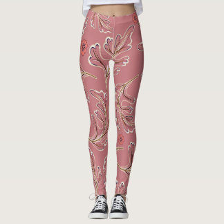 Vintage Colourful Leaves Seamless Pattern Leggings