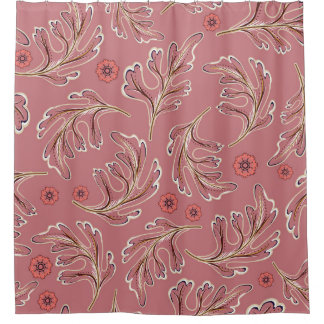 Vintage Colourful Leaves Seamless Pattern Shower Curtain