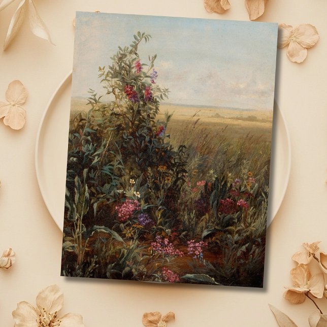 Vintage Colourful Meadow with Wildflowers Design Holiday Postcard (Creator Uploaded)