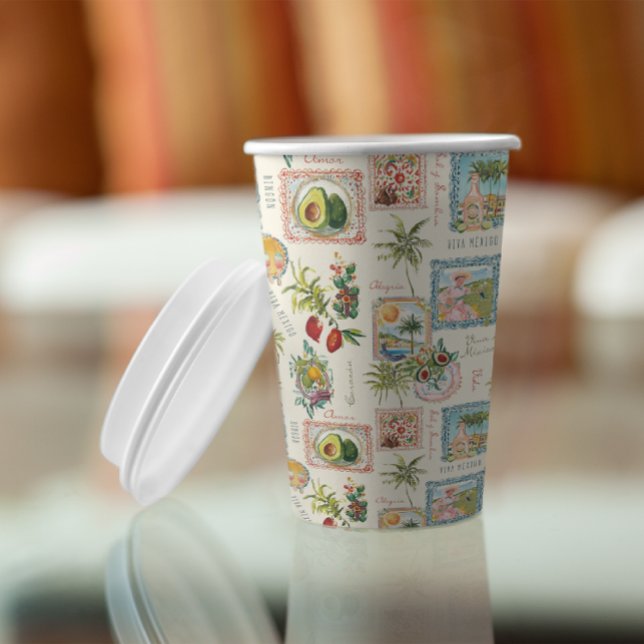 Vintage Colourful Mexican Travel Print Paper Cups (Creator Uploaded)